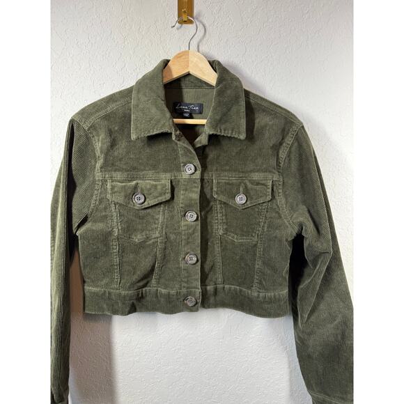 Love Tree Women's Cropped Olive Corduroy Jacket Size Small - Picture 1 of 8